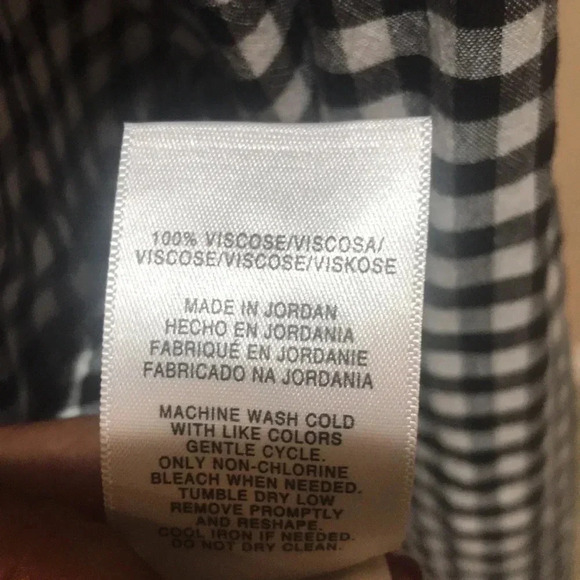 Jones New York Black and White Checked Gingham Button Down Shirt Tie Waist-M - Picture 11 of 11